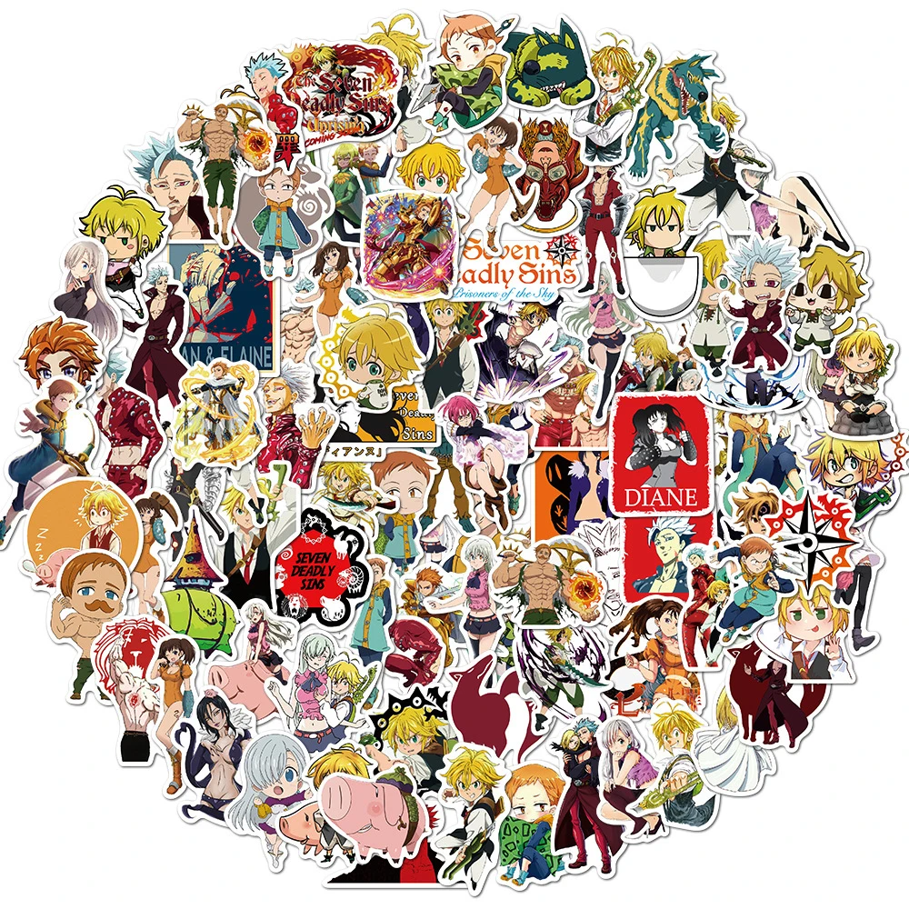 10/30/50/100pcs The Seven Deadly Sins Anime Stickers Meliodas Cartoon Kid DIY Decals Toy Luggage Guitar Phone Cool Manga Sticker