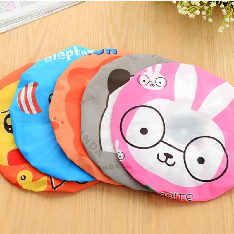 Waterproof Bath Hat Home Lovely Cartoon Shower Cap Children Adult Fruit Print Thickened Elastic Cap Women Spa Hair Salon Tool