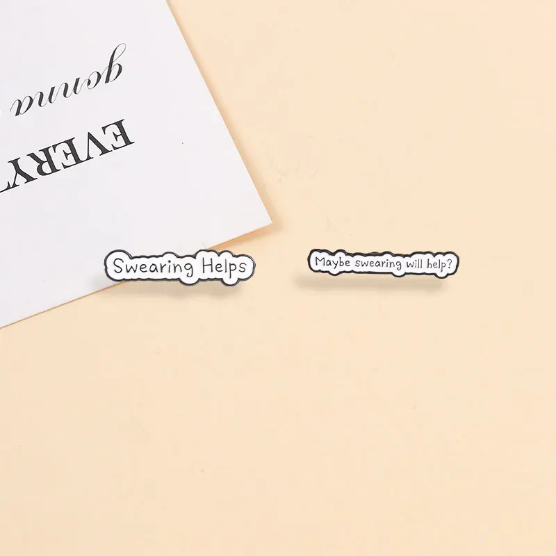 Swearing Helps Enamel Pins Funny Stress Relief Quote Brooches Sassy Badge Sarcastic Worker Jewelry Gift for Friends