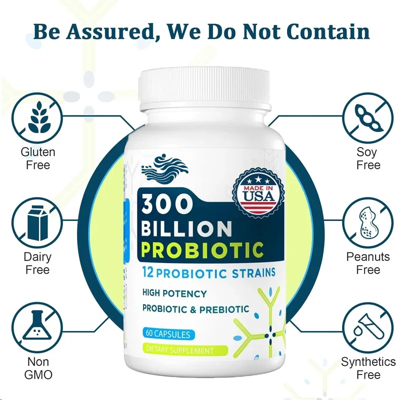 300 Billion Colony Units Of 12 Organic Probiotics Containing Prebiotics Promote Digestive,intestinal,immune,and Bloating