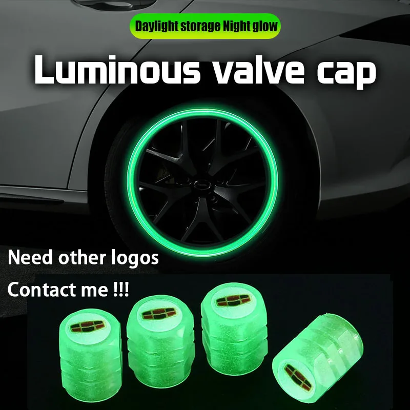 4Pcs Car Luminous Tire Valve Caps Tyre Fluorescent Accessories For Geely Coolray C GX3 Emgrand Binray X7 Tugella EC7 LC Panda CK