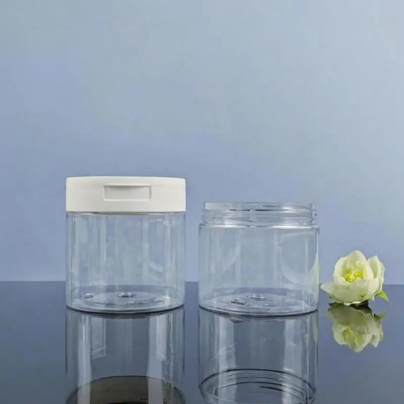 Make-up-Entferner-Pads im Glas mit Pinzette, runder, transparenter Behälter, leere Flaschen, Flasche mit breitem Mundstück und Klappe, Aufbewahrung für Lotion – Detail 3
