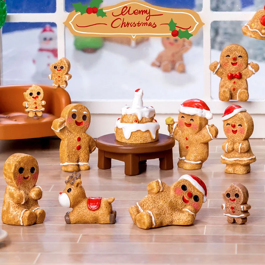 Resin christmas gingerbread man diy accessories room decoration supplies noel articoli natalizi weihnachtsdeko home decor items