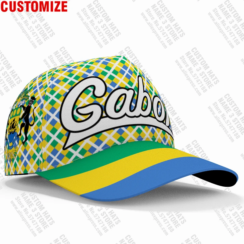 Gabon Baseball Cap Custom Made Name Team Logo Hats Gab Country Travel French Nation Gabonese Flag Gabonaise Print Photo Headgear