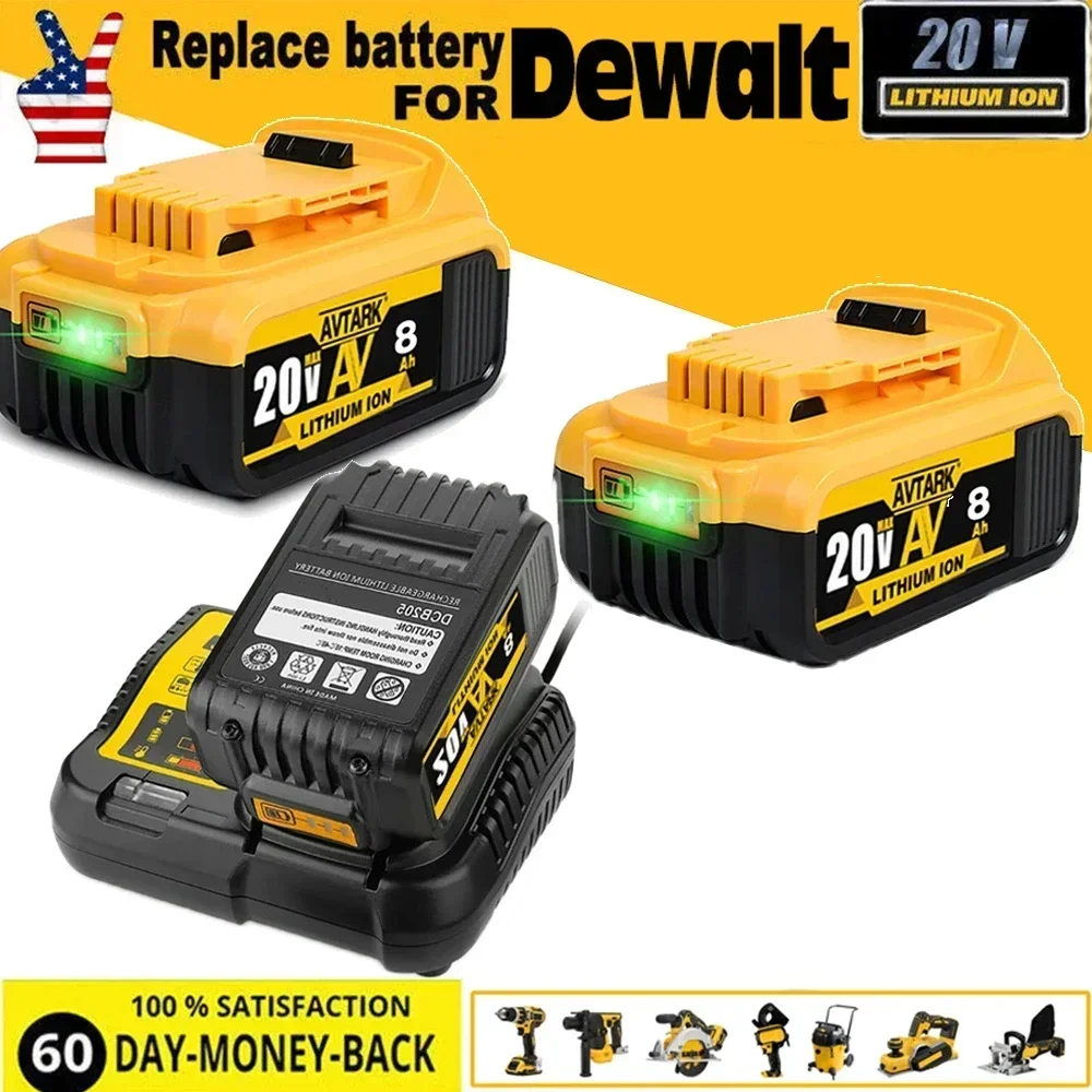 Imagem -02 - Substituição da Ferramenta Elétrica da Bateria do Max 20v 6.0ah 20v Ajuste para Dewalt Dcb205 Dcb 206 Dcb181 Dcb182 Dcb200 3a 5a 18 Volts 20v