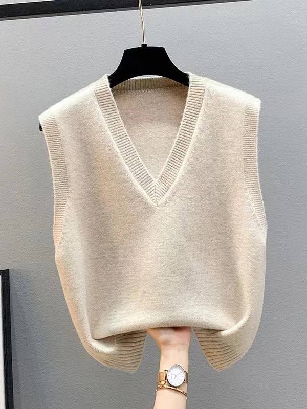 

Loose Knitted Sweater Vest Women's V-Ne Spring Autumn New Lazy Sle Outerwear Versatile Loose Autumn Winter Jaet Layering