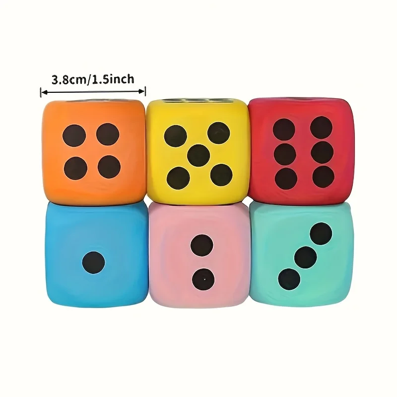 6pcs Set Colors Large EVA Soft Foam Dice, Extra-large, Safe Non-toxic Smooth Edges, Perfect for Parties