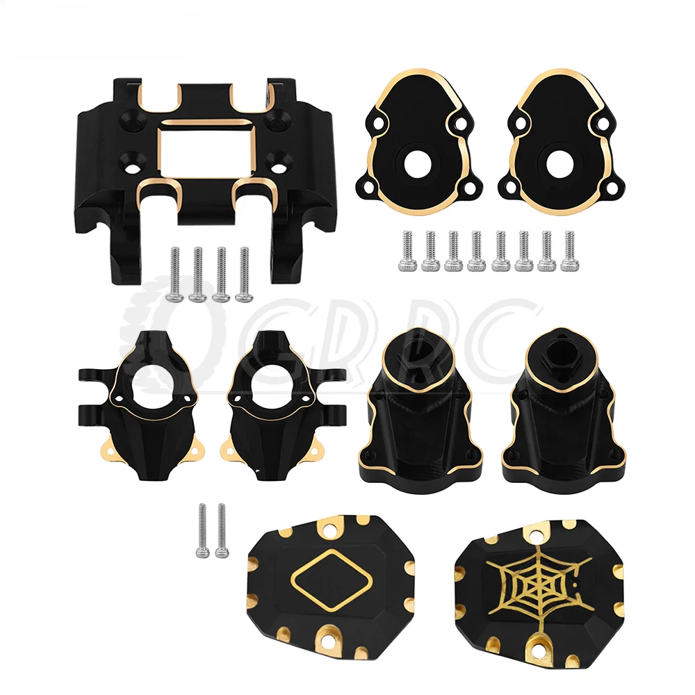 Black Coated Brass Skid Plate Steering Knuckle Portal Diff Covers for 1/18 RC Crawler Redcat Ascent18 Ascent-18 Upgrade Part