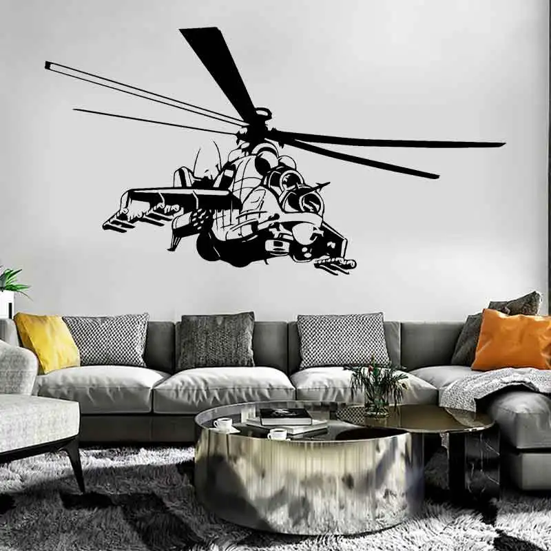 Airforce Helicopter Wall Decal Vinyl Stickers Military Home Interior Design Murals Kids Room Teen Bedroom Decor Wallpaper 3444