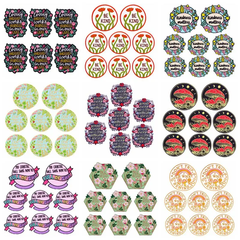 

10PCS Wholesale Cartoon Patches For Clothing Thermoadhesive Patches Flowers Patch Iron On Embroidered Patches On Clothes Sticker