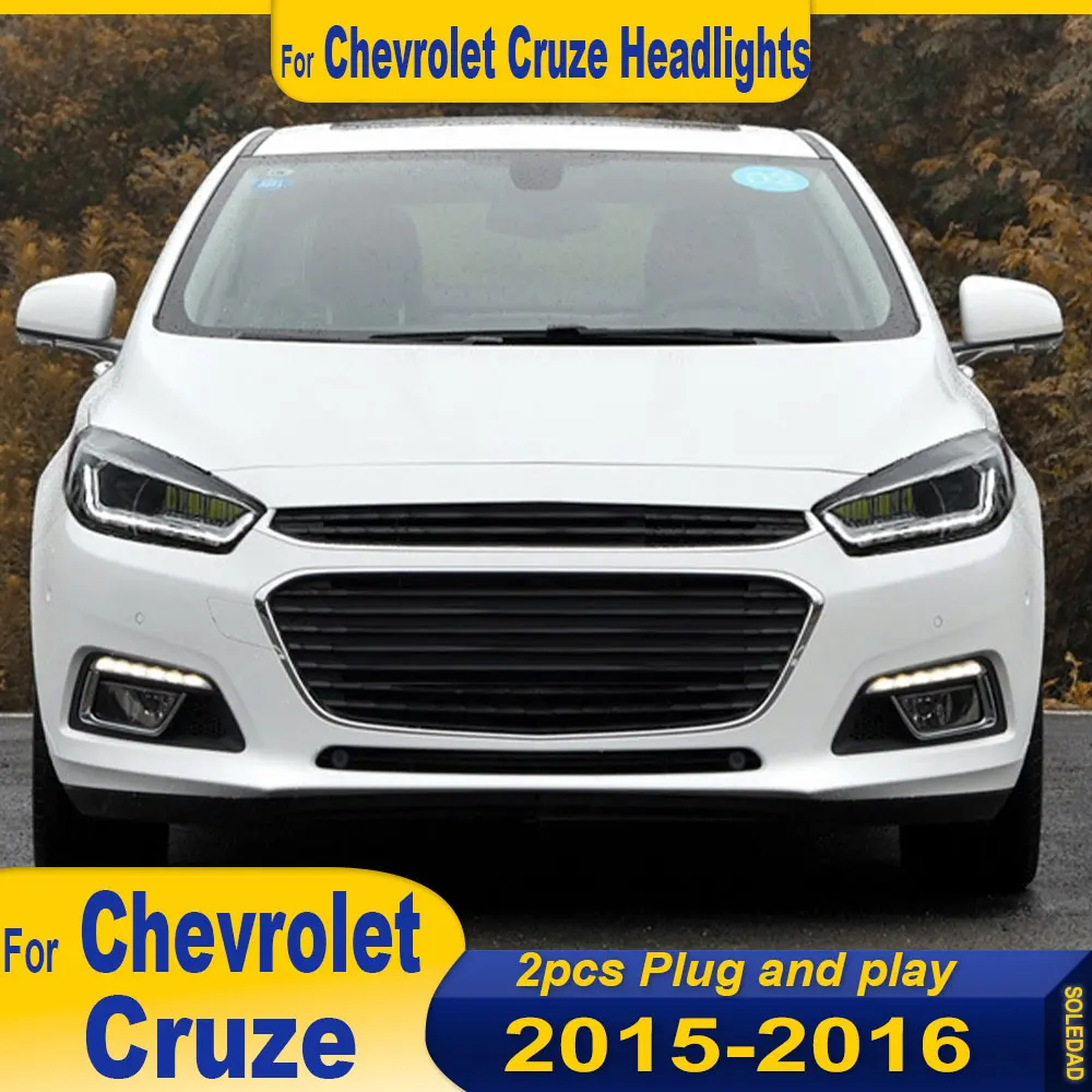 

Пара светодиодных фар для Chevrolet Cruze 2015 2016 2017, фары DRL, указатель поворота, дальний свет, линза проектора «ангельский глаз»