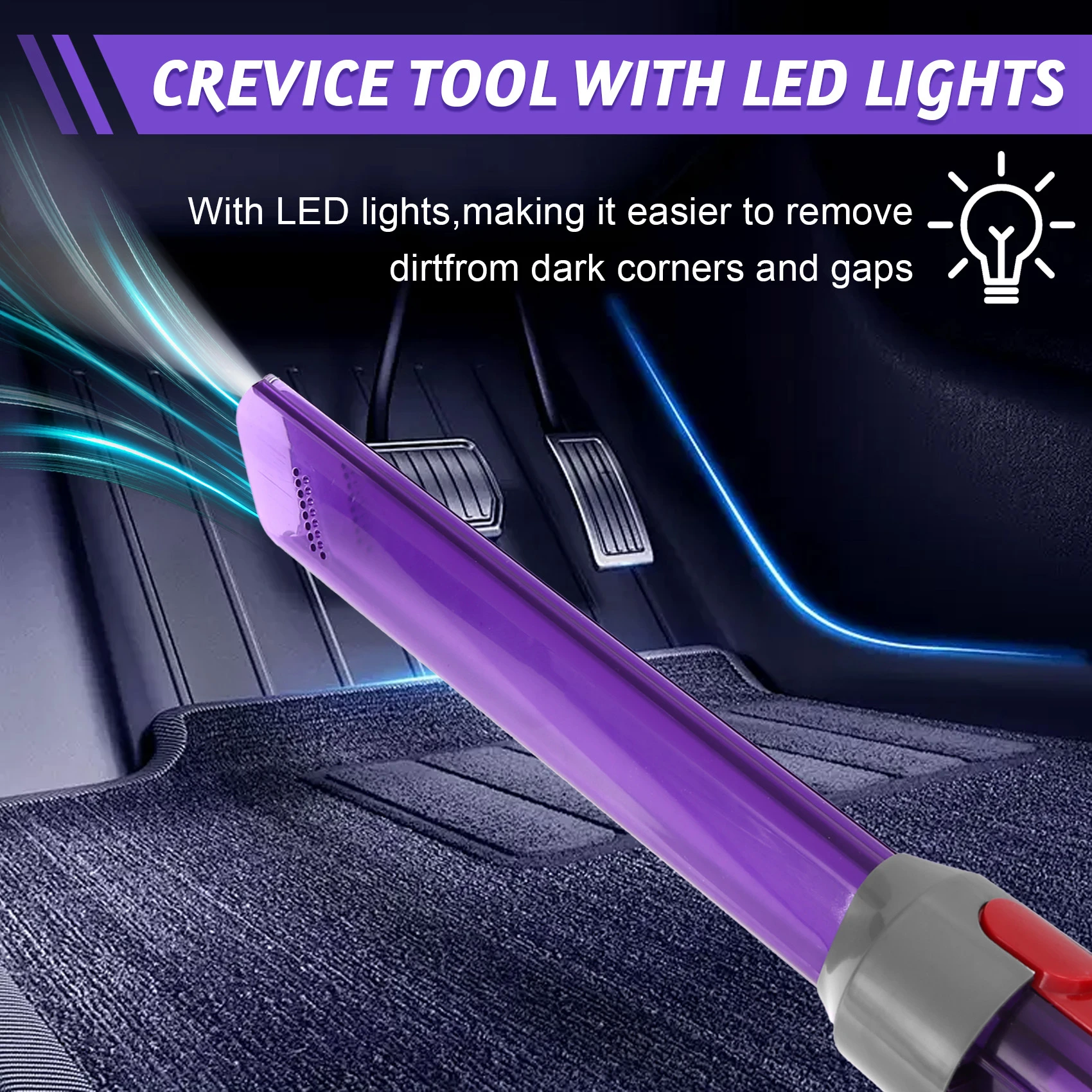 Spazzola per ugelli per bocchetta a lancia con luci a LED a sgancio rapido per parti per aspirapolvere senza fili Dyson V7 V8 V10 V11-CLIM