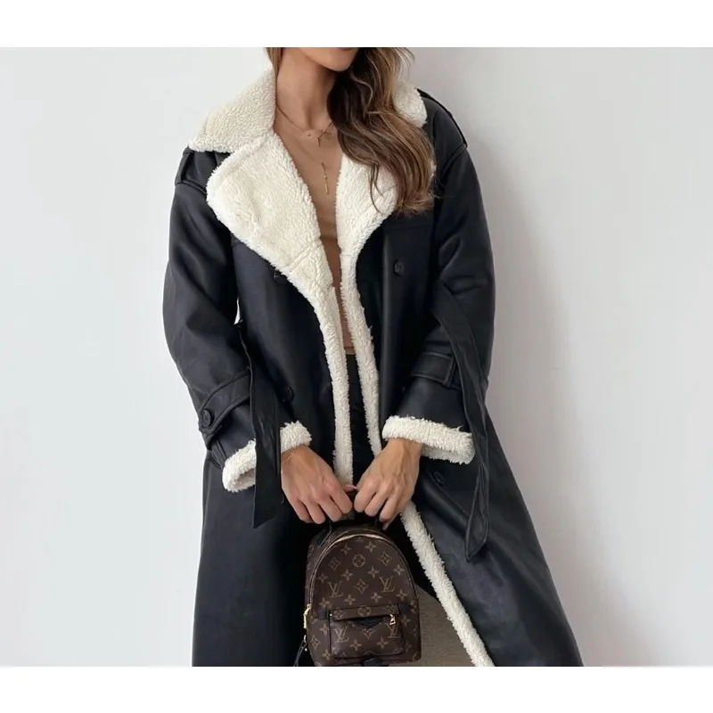 

Европа, Америка, осеннее и зимнее пальто с двойными лацканами, Maillard Wears Composite Fur Plush