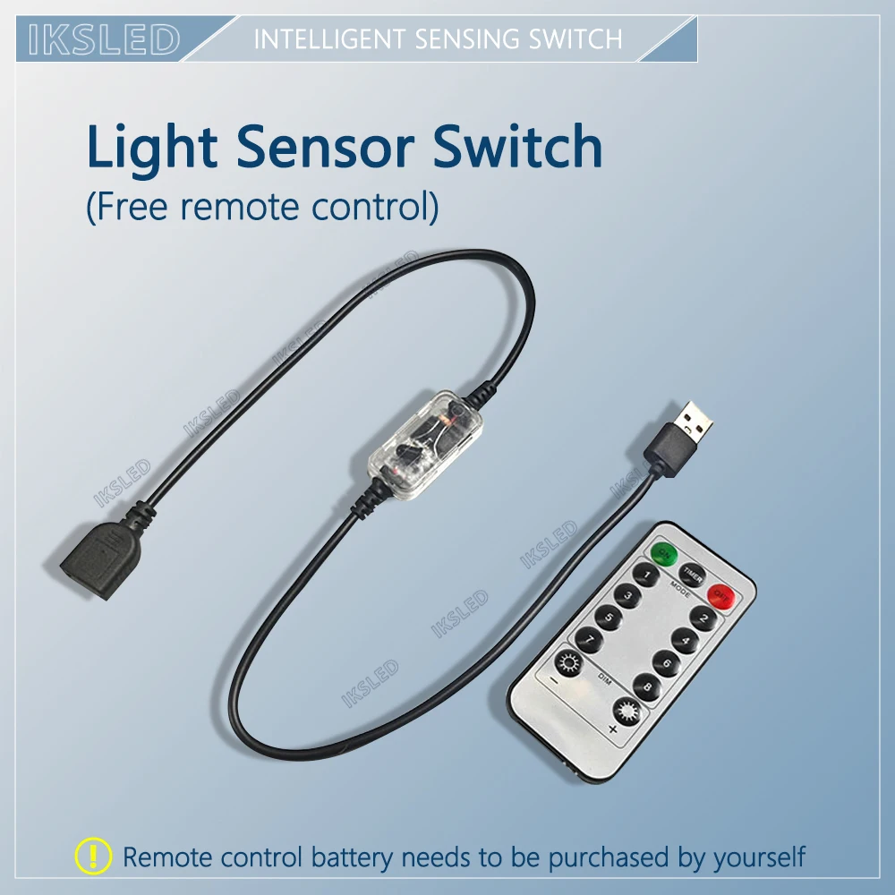 5V USB Light Controlled Sensor Switch 12V24V Light Controlled Remote Control Timed Closing Corridor Automatic Switch