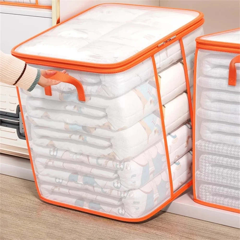 Extra große Aufbewahrungstasche mit Griff – tragbare Tasche zur Organisation von Kleidung und Bettdecken mit Fenster, robustes Polyestermaterial, geeignet für – Detail 3