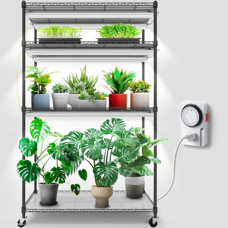 Plant Stand with Grow Lights for Indoor Plants  Settable Timer Socket (35.4