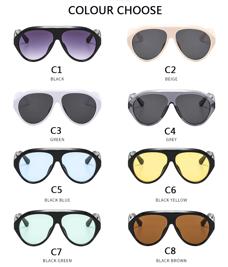 Piloten-Sonnenbrille mit großem Rahmen, Unisex, Übergröße, modische braune Sonnenbrille, Markendesign, Winterbrille – Detail 13