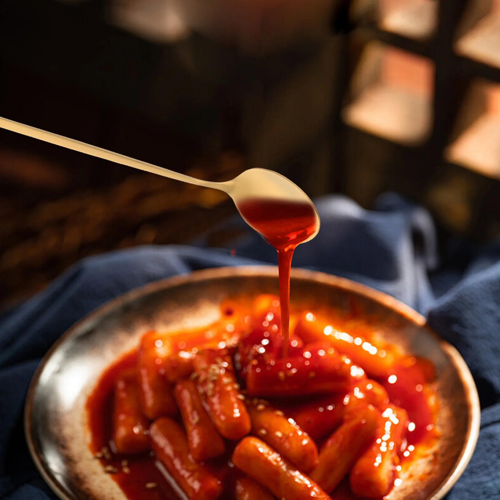 الفولاذ المقاوم للصدأ مقبض طويل ملعقة القرع شكل طرف مدبب لتوابل دقيقة القهوة اثارة الحلوى خلط المطبخ الطبخ