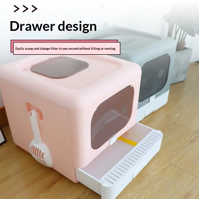 Caja de arena plegable para gatos cerrada con control de olores - imagen 3