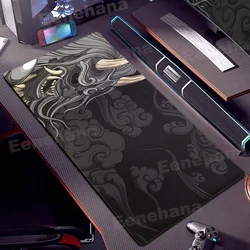 Black Ghost Face Non-slip Mouse Pad Gamer Desk Mat HD Print Japanese Samurai Devil Mask PC Gaming Accessories Computer Table Pad