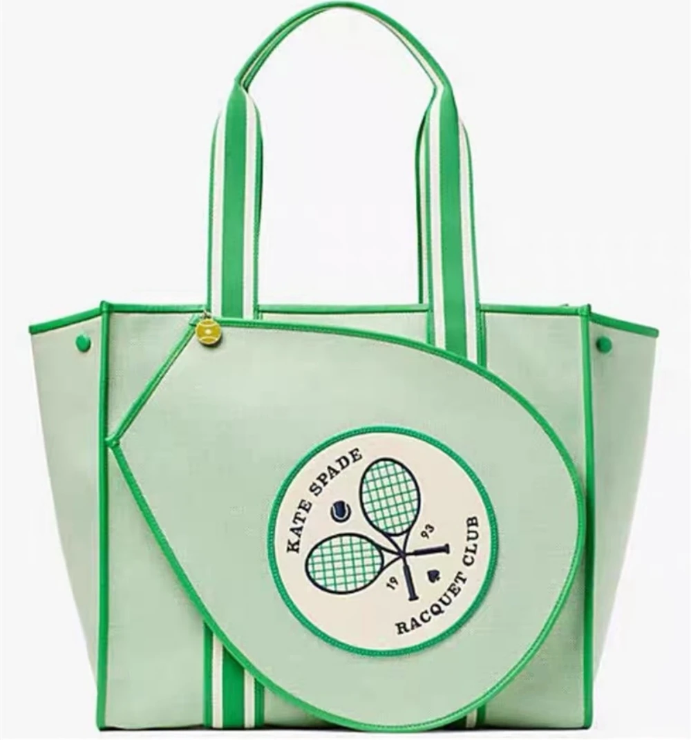 Niche Women's Large Capacity Shopping Bag Adult Fashion Sport Canvas Bag Ladies Leisure Green Tennis Bag Yoga Fitness Bag Female