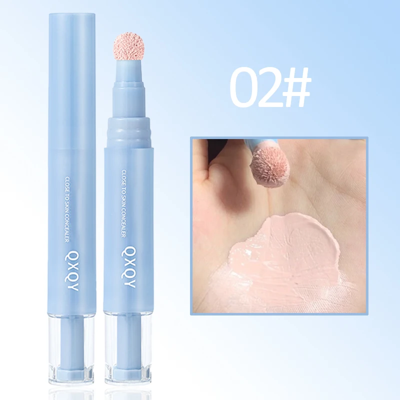 QXQY 薄型コンシーラークリーム エアクッション 毛玉スポンジヘッドコンシーラー リキッドペン 目じりを明るくし、黒ずんだ目をカバー