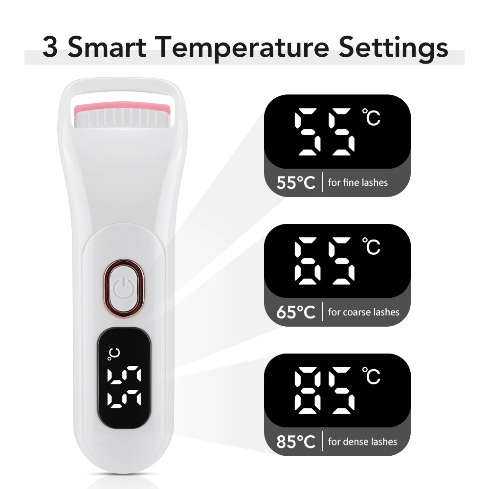 充電式電動まつげカーラー デジタルディスプレイ付き 加熱式まつげカーラー 3段階温度設定 プロ仕様メイクツール 女性用