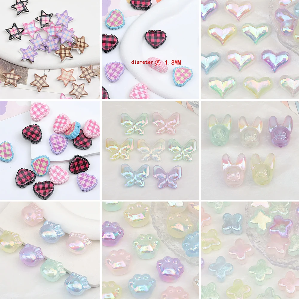 

Сердечный дизайн 100 шт. Изготовление бусин своими руками/Форма сердца и звезды/Эффект Авроры/Акриловые бусины/Ручная работа/Фурнитура и компоненты для ювелирных изделий