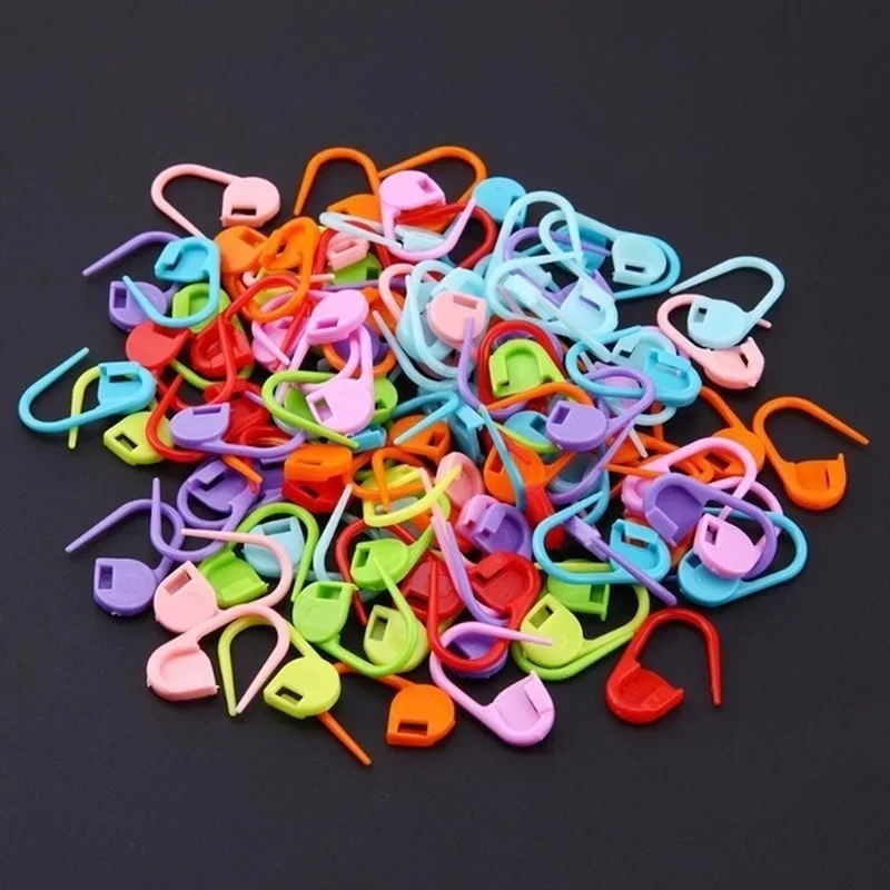 100pcs/bag Mini Box Knitted Crochet Lockstitch Plastic Markers Cute Paper Clips Office Desk Supplies