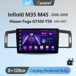 Eunavi Android 13 Car Radio DSP Multimedia Player For Infiniti M35 M45 2006-2009 Nissan Fuga GT450 Y50 2005-2007 GPS Navigation