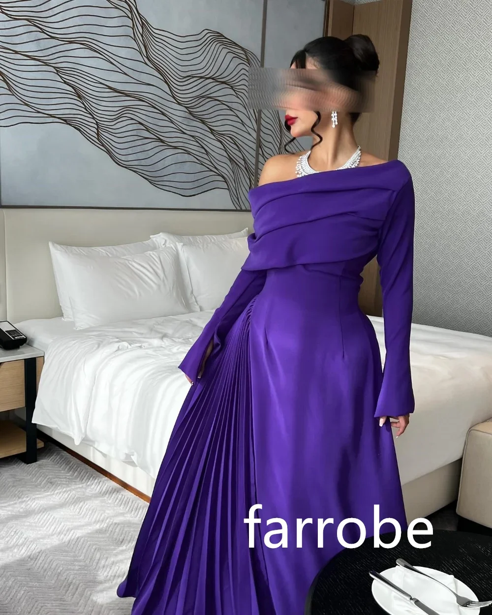 Customized Sparkle Jersey Pleat A-line Off-the-shoulder Midi Dresses Bespoke Occasion Dresses Classic Exquisite Modern Style Pas