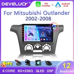 Radio con GPS para coche, reproductor Multimedia con Android 12, 2 Din, vídeo, Carplay, pantalla dividida, DVD, para Mitsubishi Outlander 1 2002-2008