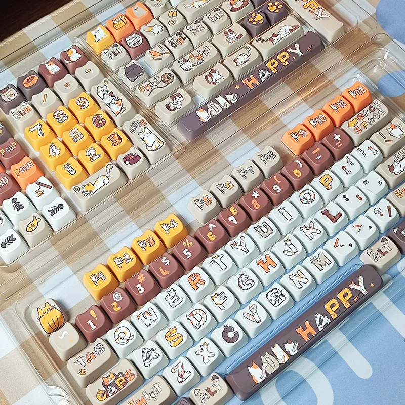 MAO height five-sided sublimation process mechanical keyboard keycap 142 keys - little cat
