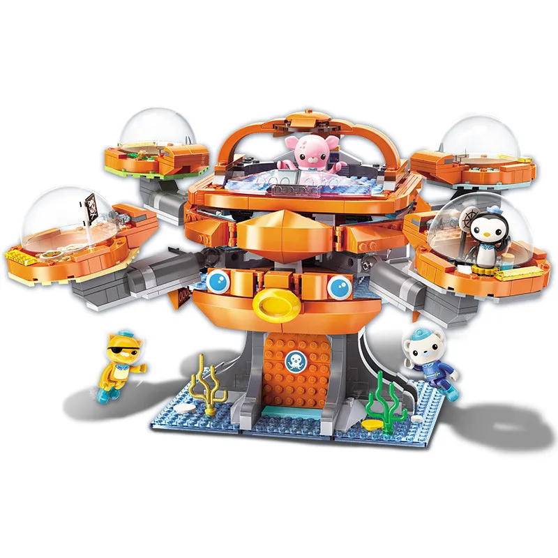 Octonauts bloco de construção som luz octood castelo aventura plsyset cracas peso kwazii anime figura brinquedos boneca crianças presente