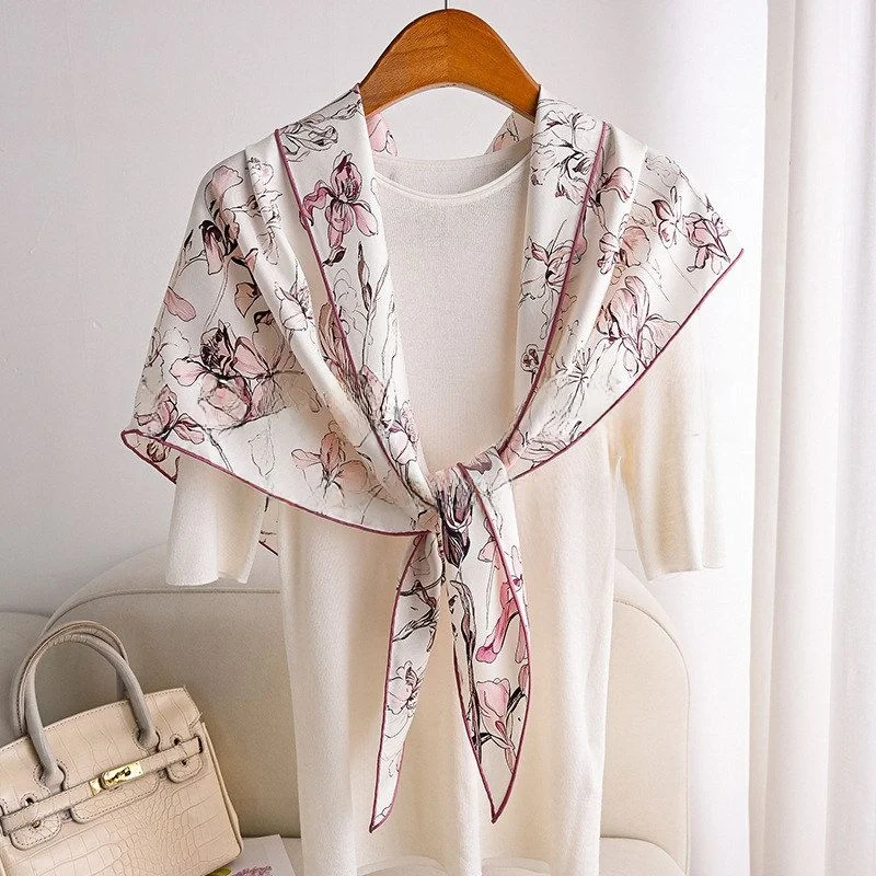 elegant-women's-silk-scarf-lightweight-tussah-silk-twill-scarf-spring-atmosphere-sensation-luxury-personality