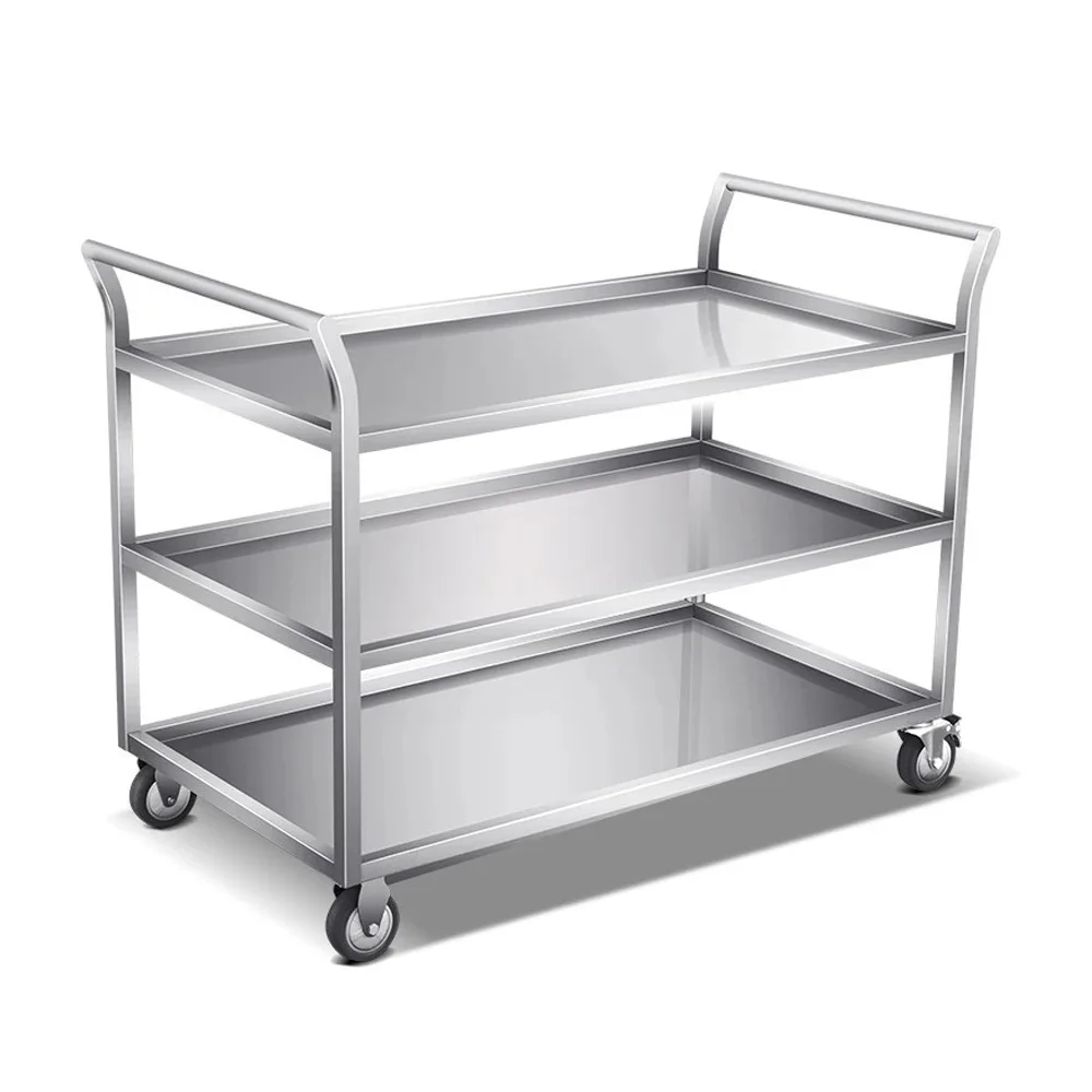 Stainless Steel Utility Cart 3 Tier Kitchen Hotel Restaurant Lab Bench Home Bar Serving Trolly