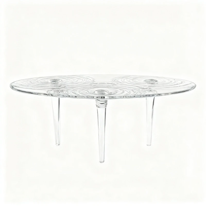 Ice transparent crystal desk oval water pattern desk villa light luxury creative designer