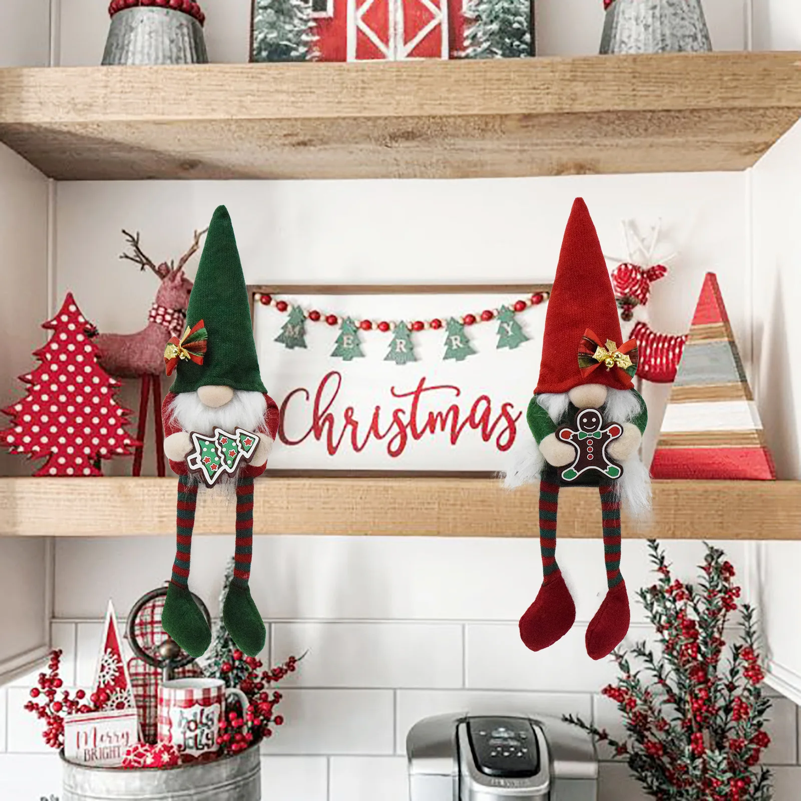 جديد 37 سنتيمتر عيد الميلاد البسكويت الأقزام دمى طويلة الساق مجهولي الهوية ، شجرة عيد الميلاد الديكور المعلقات ، عيد الميلاد الجدول زينة هدية #5