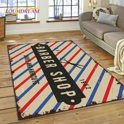 Fashion Barber Shop Logo Skull Vintage Carpet Rug for Bedroom Living Room Home Sofa Decoration,Child Game Large Decor Floor Mat