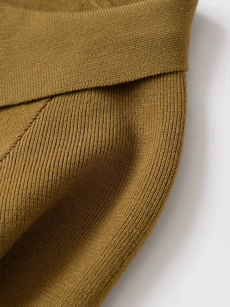 Nieuw damesmodieus, veelzijdig, elegant, eenvoudig effen gebreid vest met revers en lange mouwen in Europese stijl.