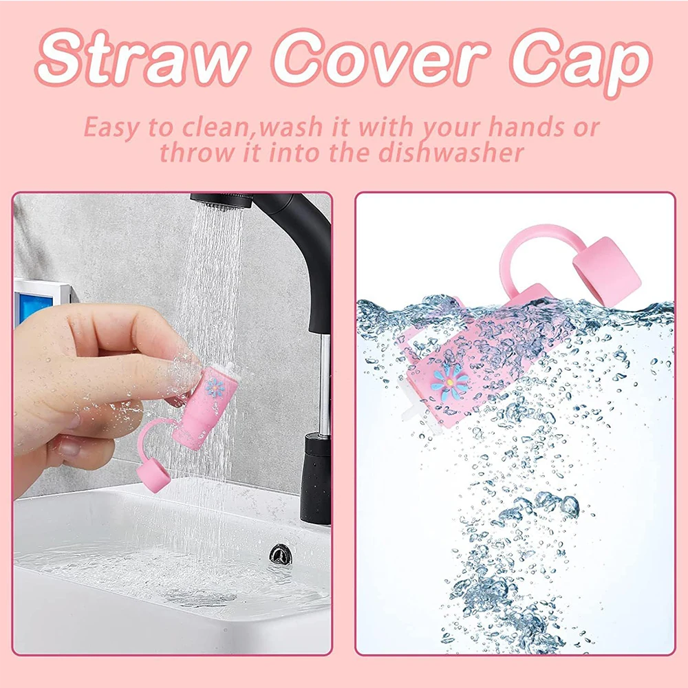 1/5Pcs 10mm Straw Covers Cap Compatible with Stanley 30&40 Oz Tumbler Cute Reusable Drink Straws Covers Kitchen Accessories
