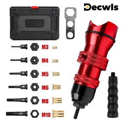 Electric Rivet Nut Gun Riveting AdapterM3 M4 M5 M6 M8 M10 Insert Rivet Nut Tool Cordless for Electric Drill Manual Riveting Tool