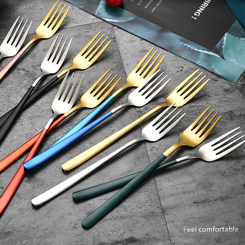 304 Stainless Steel Fork Korean Household Long Handle Salad Fork Steak Fork Fruit Fork Creative Western Fork Tableware