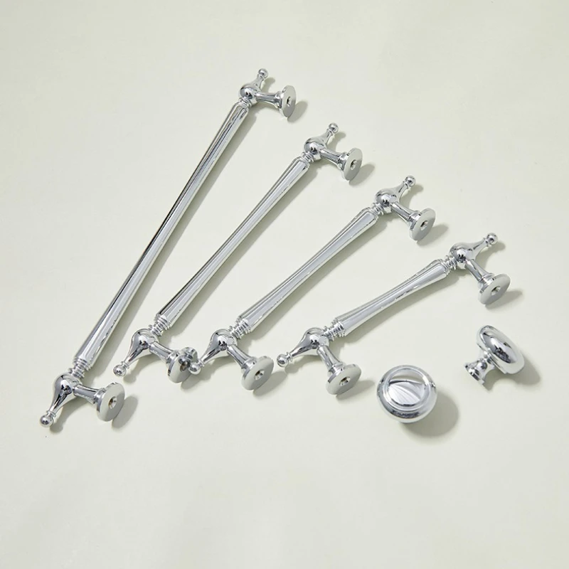 Luxuriöser Französischer Stil, Einfacher Verchromter Silberner Schubladen- und Einloch-Schrankgriff aus Reinkupfer, Kleiderschrankgriff aus Reinem Kupfer – Detail 1