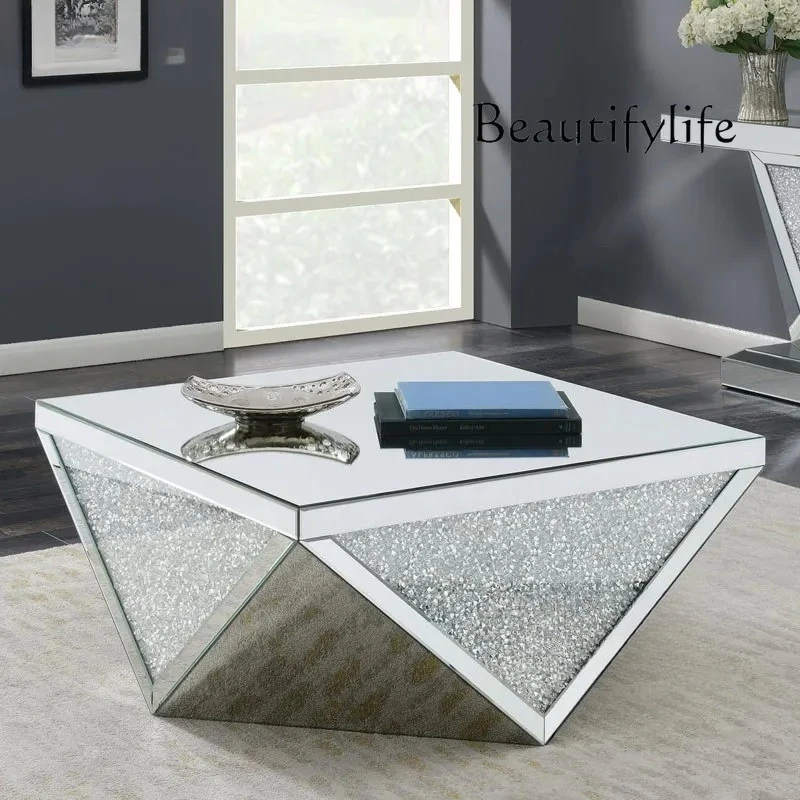 

Nordic fashion glass mirror furniture coffee table Modern coffee table size apartment household tea table