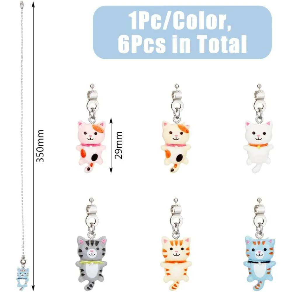 6 Styles Ceiling Fan Pull Chain Extenders Resin Cat Pull String Extension Colorful Cat Pull Chain with Connector making kit