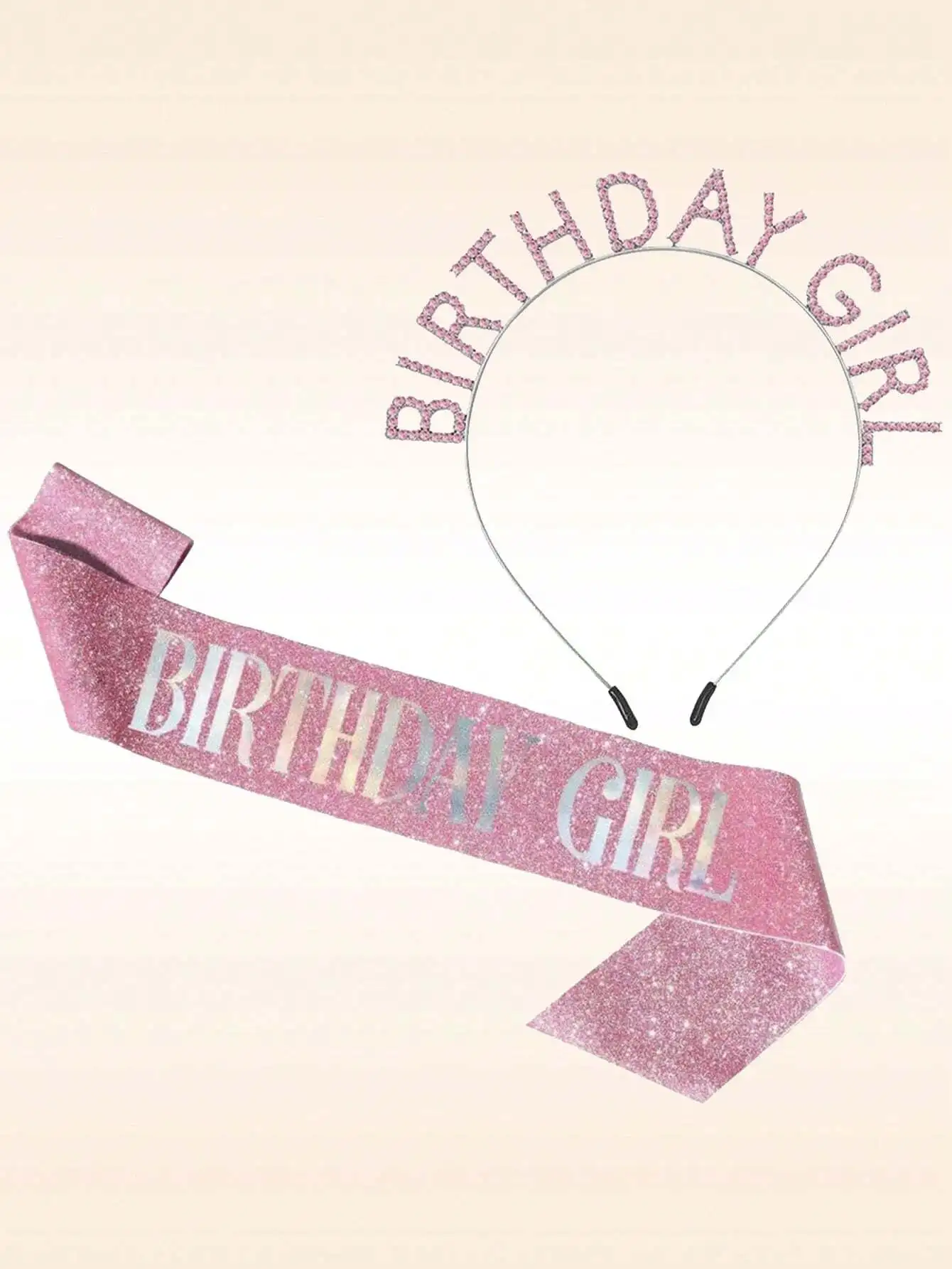 

Birthday Girl Glitter Headband And Sash Set For Adult Party Celebration