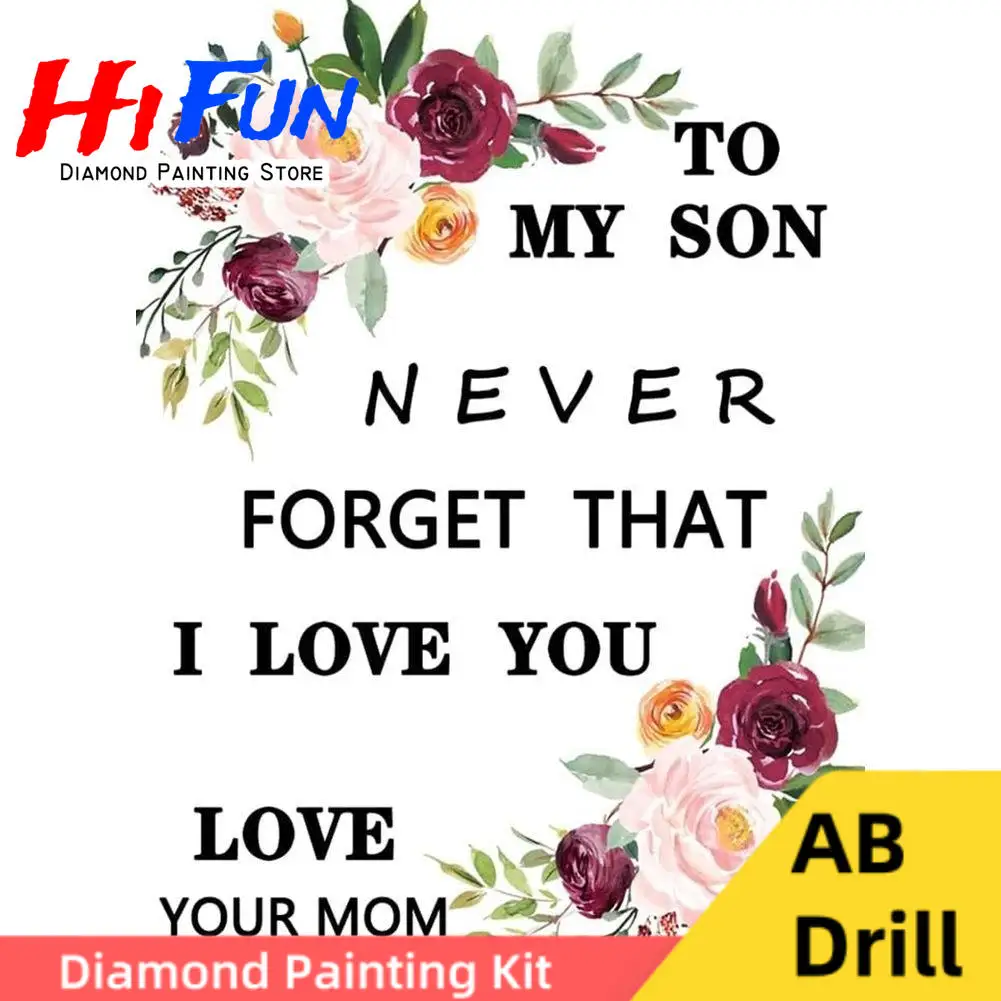 

To My Son Love From Mom Diamond Art Painting 5d AB Drills Never Forget That I Love You Poster Diy Mosaic Cross Stitch Home Decor