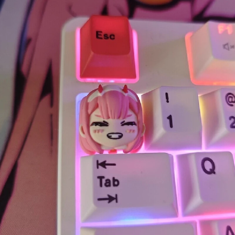 Darling In The Franxx！02 Zero Two Keycap Anime Character Merchandise Kawaii Esc Replacement Mechanical Keyboard Accessory Keycap