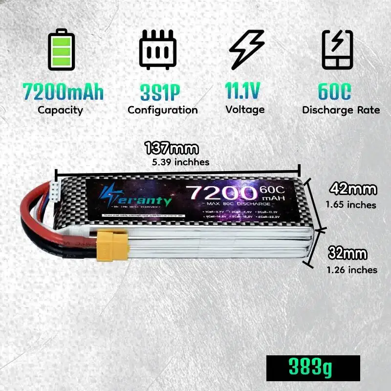 TERANTY 3S 11.1V 7200mAh 8200mah 9200mah 60C LiPo MAX 80C Battery for RC Car Buggy Quadcopter Airplane Racing Drone RC Parts